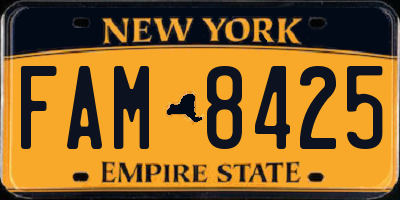 NY license plate FAM8425
