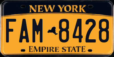 NY license plate FAM8428