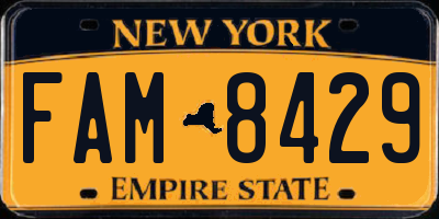 NY license plate FAM8429