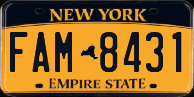 NY license plate FAM8431