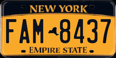 NY license plate FAM8437