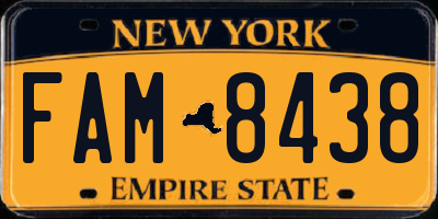 NY license plate FAM8438