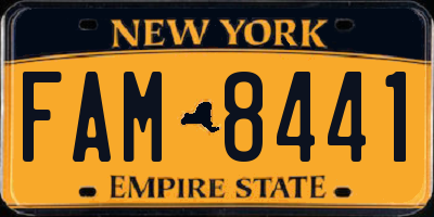 NY license plate FAM8441