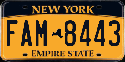 NY license plate FAM8443