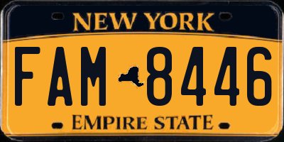 NY license plate FAM8446