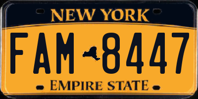 NY license plate FAM8447
