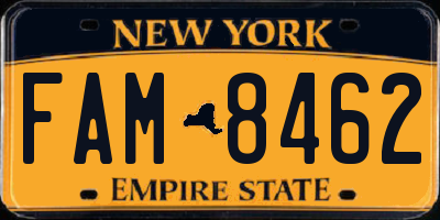NY license plate FAM8462