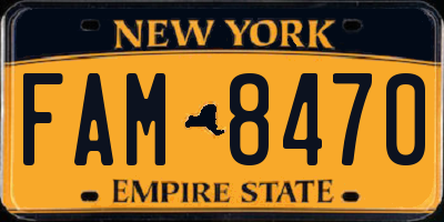 NY license plate FAM8470