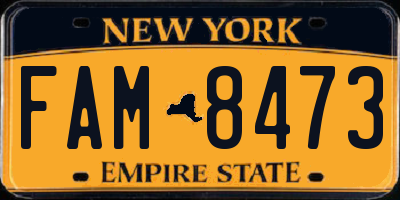 NY license plate FAM8473