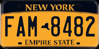 NY license plate FAM8482