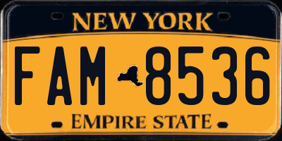 NY license plate FAM8536