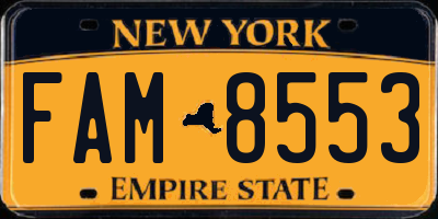 NY license plate FAM8553