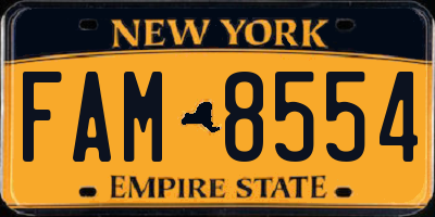 NY license plate FAM8554