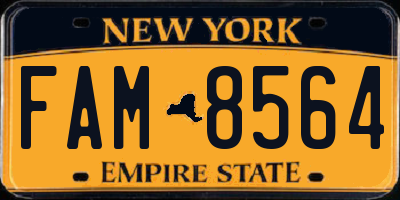 NY license plate FAM8564