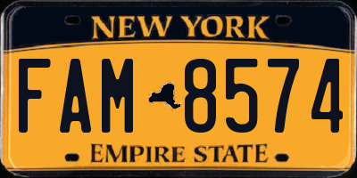 NY license plate FAM8574