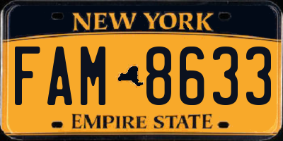 NY license plate FAM8633