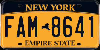 NY license plate FAM8641