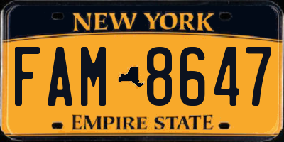 NY license plate FAM8647