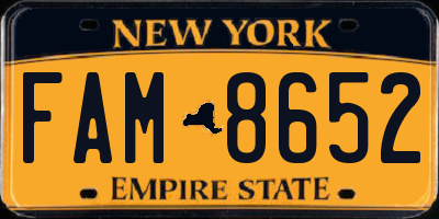 NY license plate FAM8652