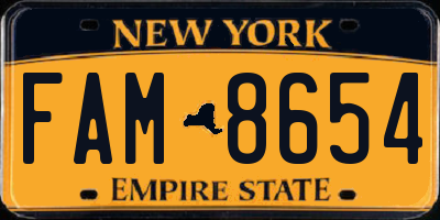 NY license plate FAM8654