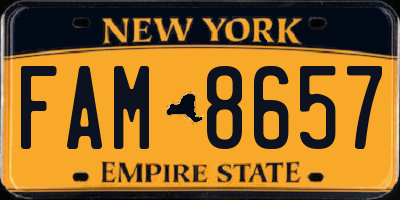 NY license plate FAM8657