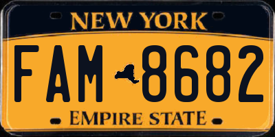 NY license plate FAM8682