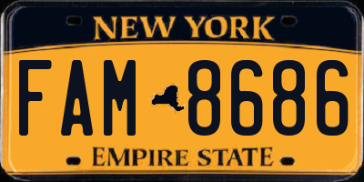 NY license plate FAM8686