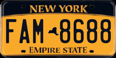 NY license plate FAM8688