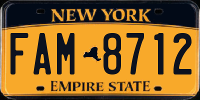 NY license plate FAM8712