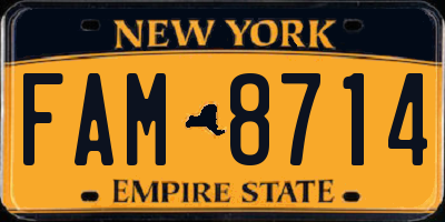 NY license plate FAM8714