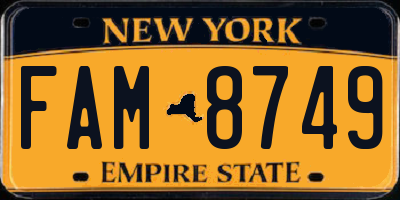NY license plate FAM8749