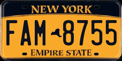 NY license plate FAM8755
