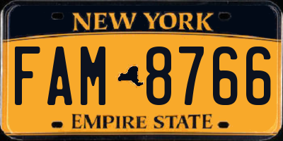 NY license plate FAM8766