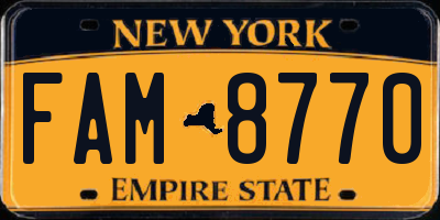 NY license plate FAM8770