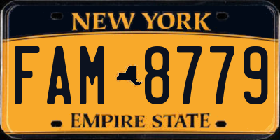 NY license plate FAM8779