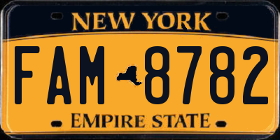 NY license plate FAM8782