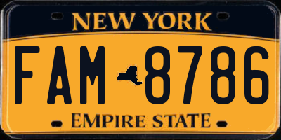 NY license plate FAM8786