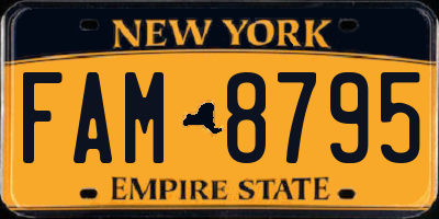 NY license plate FAM8795