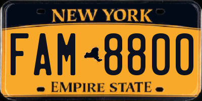 NY license plate FAM8800