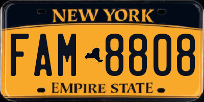 NY license plate FAM8808