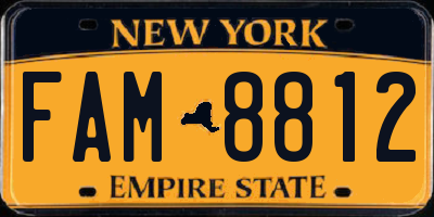 NY license plate FAM8812