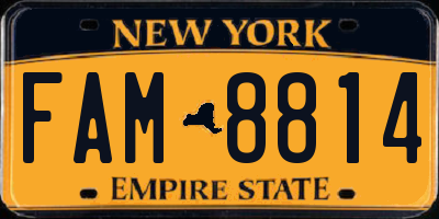 NY license plate FAM8814