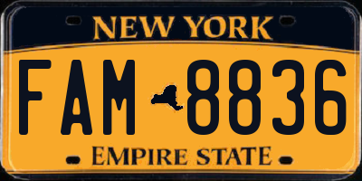 NY license plate FAM8836