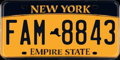 NY license plate FAM8843