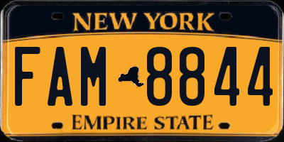 NY license plate FAM8844
