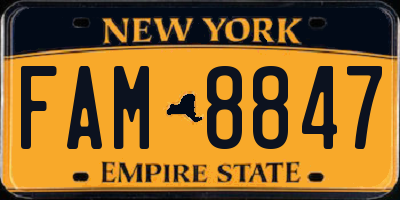 NY license plate FAM8847