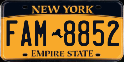 NY license plate FAM8852