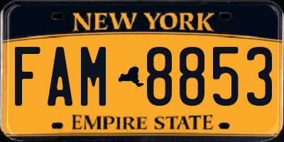NY license plate FAM8853