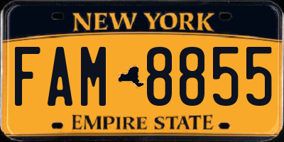 NY license plate FAM8855