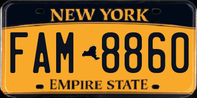 NY license plate FAM8860